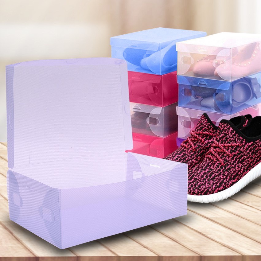LookmeeShop กล่องใส่รองเท้า พลาสติกแบบอ่อน พับได้ ฝาเปิดบน 27.5x18x10 cm (คละสี)