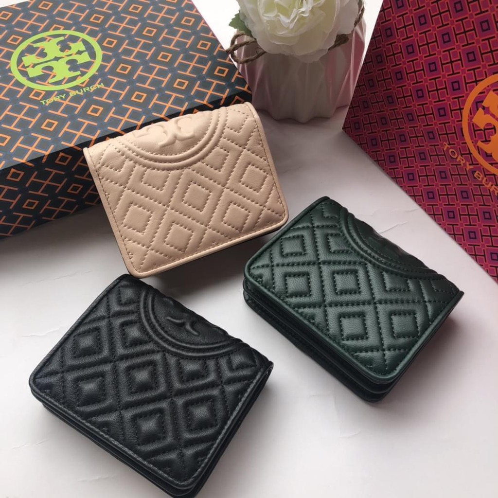 Tory Burch(โทรี่ บรัช) ladies flip two-folding small wallet purse  multislots card holder | Shopee Thailand
