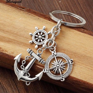 เข็มทิศ Anchor Rudder จี้ Key Chain Keyring เพื่อน Keyfob ครอบครัว