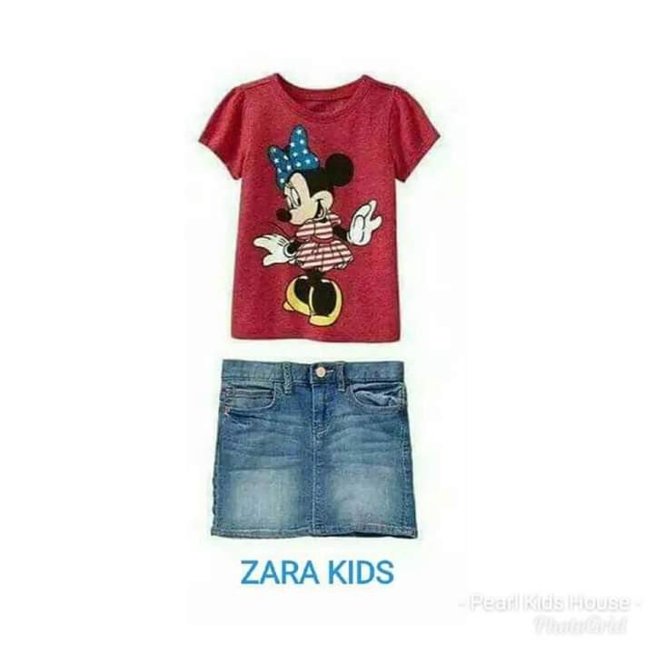 ชุดเด็กผู้หญิง TOP MINNIE RED + SKIRT SPAN JEANS KD973-855