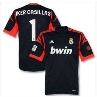 เสื้อกีฬาแขนสั้น พิมพ์ลายผู้รักษาประตู GK Real Madrid 2012 2013