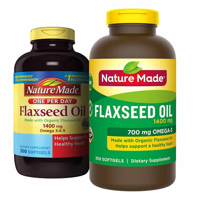 โปรส่งฟรี Exp. 072021 300 softgels NatureMade Flaxseed Oil 1400mg with