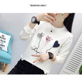 เสื้อยืดแขนยาววิ้งหัวใจ พร้อมส่ง