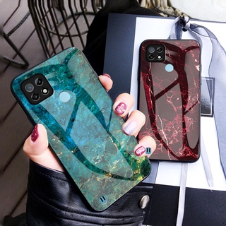 เคสโทรศัพท์กระจกนิรภัยสำหรับ Realme Real me C21Y C25Y C21 C25 C12 C15 RealmeC21Y RealmeC25Y RealmeC21 RealmeC25 RealmeC12 RealmeC15 Glass Phone Case เคสแข็งสีสันสดใสทนต่อการขีดข่วน ฝาหลังคู่รักกันกระแทกลายหิน