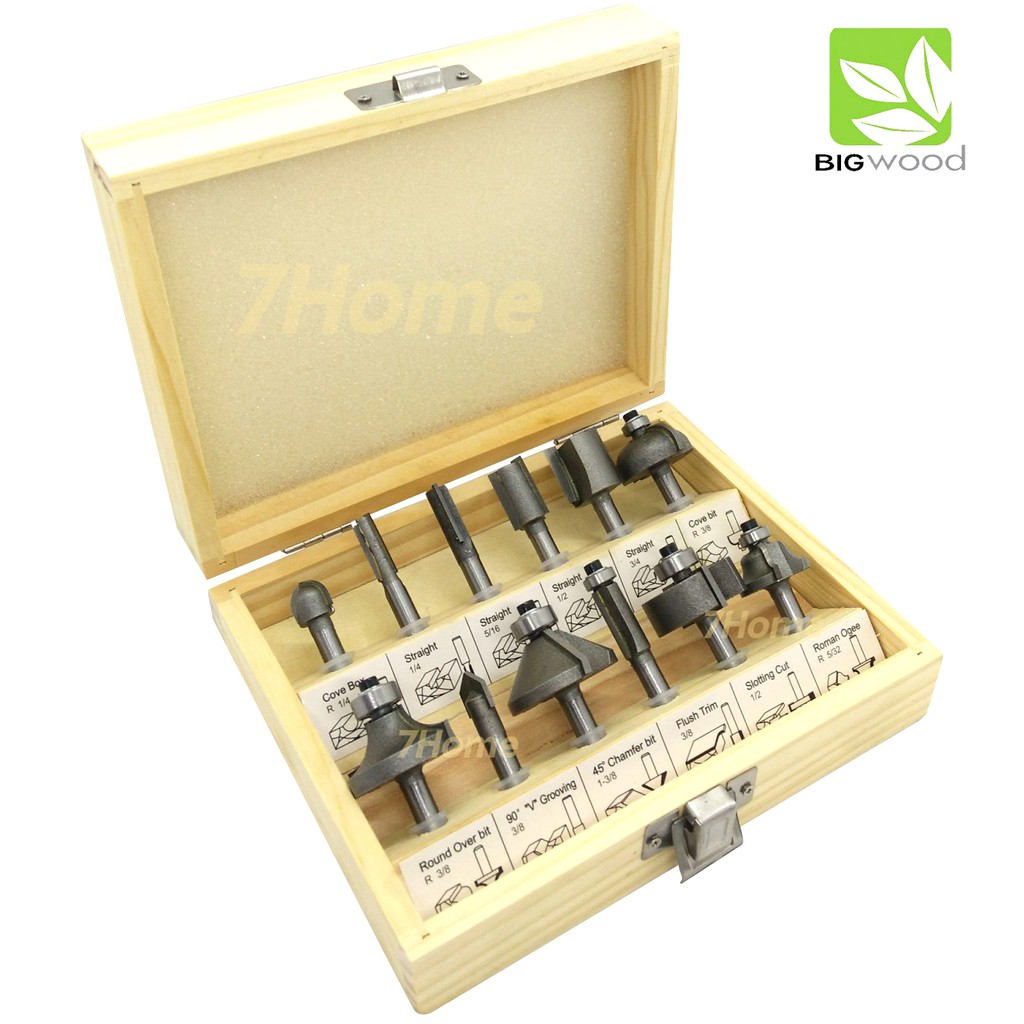 ดอกเราท์เตอร์ BIGWOOD ขนาด 1/4"ชุด 12 ตัว งานใต้หวันเเท้ เเข็งเเรงทนทาน ราคาถูกสุด!!