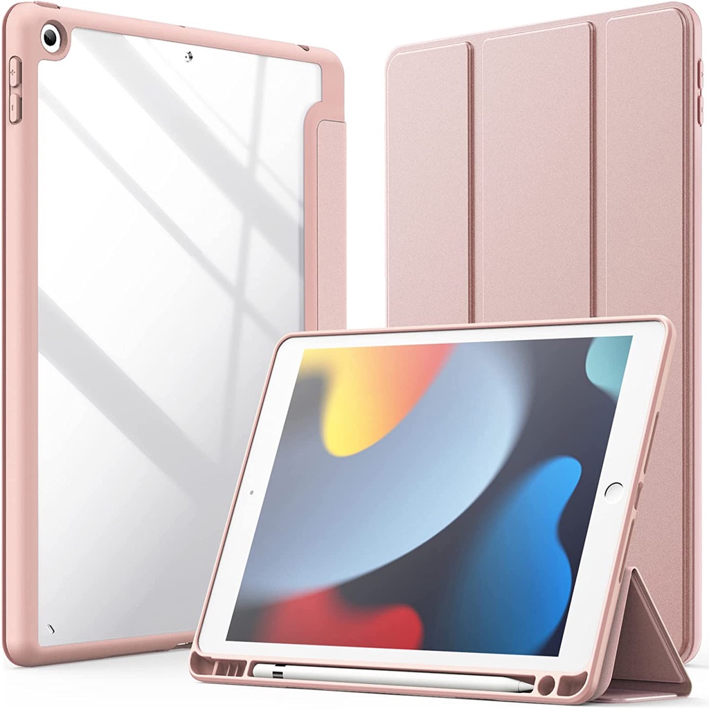 เคสอะคริลิคแข็ง พร้อมถาดใส่ปากกา สําหรับ iPad Pro11-9.7-Mini6 iPad 9th gen10.2 นิ้ว Pro12.9-Air4 Air5 10.9 iPad8 7 6 5 Air1 Air2 Air3-10.5