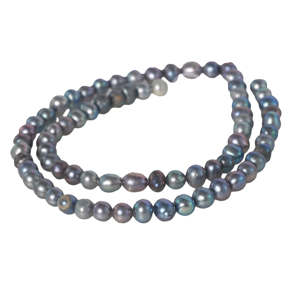 ลูกปัดมุกแท้ ลักษณะเม็ดมุกกลม 6 mm - (LZ-0142 สีเทา) หมด