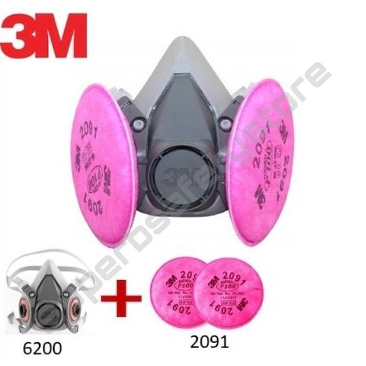 3M Half Facepiece Reusable Respirator 6200/07025(AAD) Medium   3M 2091 or 2097 100 Particulate Filte