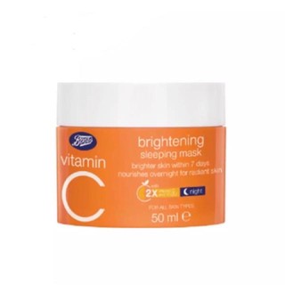 BOOTS VITAMIN C บู๊ทส์ วิตามิน ซี ไบรท์เทนนิ่ง สลีพปิ้ง มาส์ก 50 ml.และ 18ml.