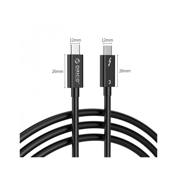 ORICO Thunderbolt3 สายชาร์จเร็วรองรับข้อมูล HD/การส่งวิดีโอ TBL07-BK USB C PD 100W 400Gbps 8K60HZ - 