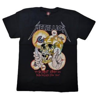 เสื้อยืดผ้าฝ้ายเสื้อวง Metallica T-Shirt Rock เสื้อยืดวงร็อค เสื้อวงเมทัลลิกาL XL  XXL 3XL