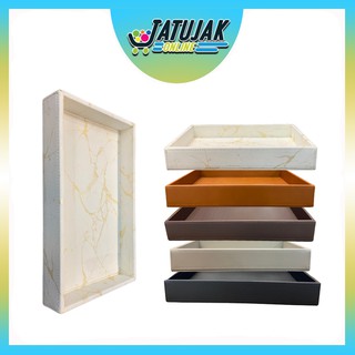 ถาดหนัง PVC ถาดไม้หุ้มหนัง ถาดใส่ของอเนกประสงค์ งานสวยพรีเมี่ยม ขนาด 15x25x3.5 cm.