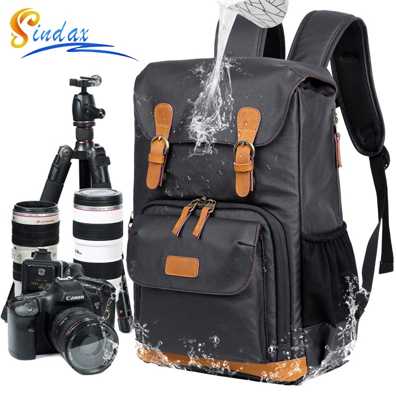 DSLR Waterproof Canvas Camera Bag Multi-functional Photography Bag Outdoor Wear-resistant Camera Backpack for Canon/ Son