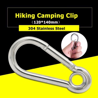 【Good_luck1】 Stainless Steel Spring Carabiner Keyring Tool Hiking Camping Clip 12cm