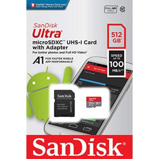 SanDisk Ultra MicroSDXC UHS-I 512GB (SDSQUAR-512G-GN6MN) ความเร็วสูงสุด 100 MB/s U1 A1