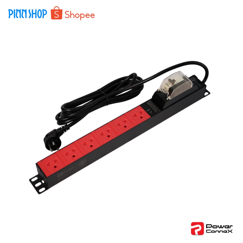 Powerconnex PXC5PHTNB-TS06 POWERBAR รางไฟ ปลั๊กพ่วง ปลั๊กไฟ ( มอก. ) ขนาด 6 ช่อง ปลั๊กพ่วงมีเบรกเกอร