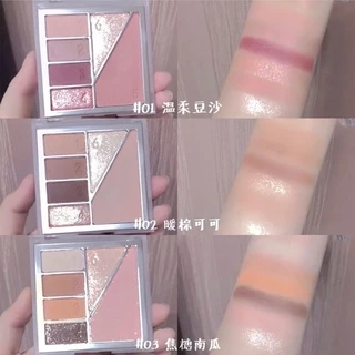 Dikalu พาเลทอายแชโดว์ ชิมเมอร์ เนื้อแมตต์ กลิตเตอร์ อะคริลิค ใส หกสี