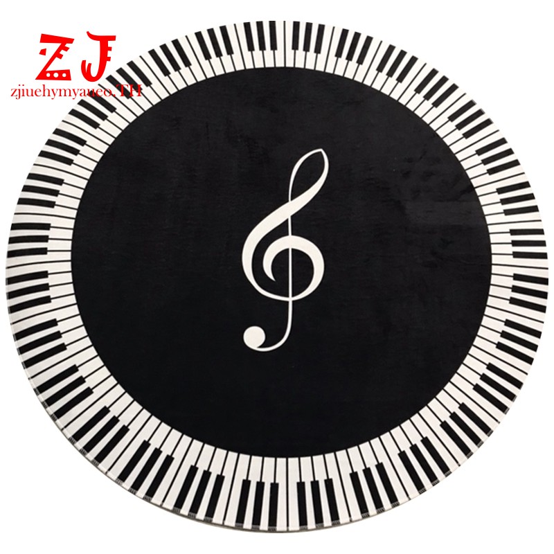 พรมกันลื่นทรงกลมสีดําสีขาวสําหรับเปียโน zjt