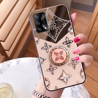 จัดส่งฟรี เคสโทรศัพท์ ออปโป้A74 4G 5G Casing Ins Luxury Fashion Diamond Clover Acrylic Hard Case With Ring Bracket Stand Holder เคส OPPO A74