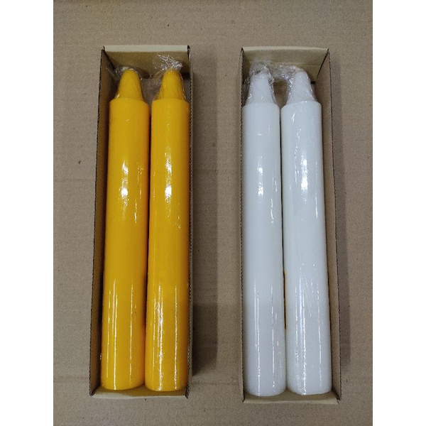 เทียน กล่องคู่ 12 นิ้ว สีเหลือง / สีขาว