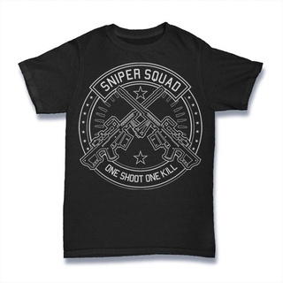 เสื้อยืดแขนสั้นลําลอง ผ้าฝ้าย 100% พิมพ์ลาย Sniper Squad One Shot One Kill Soldier War พลัสไซซ์ คุณภาพสูง สําหรับออกกําล