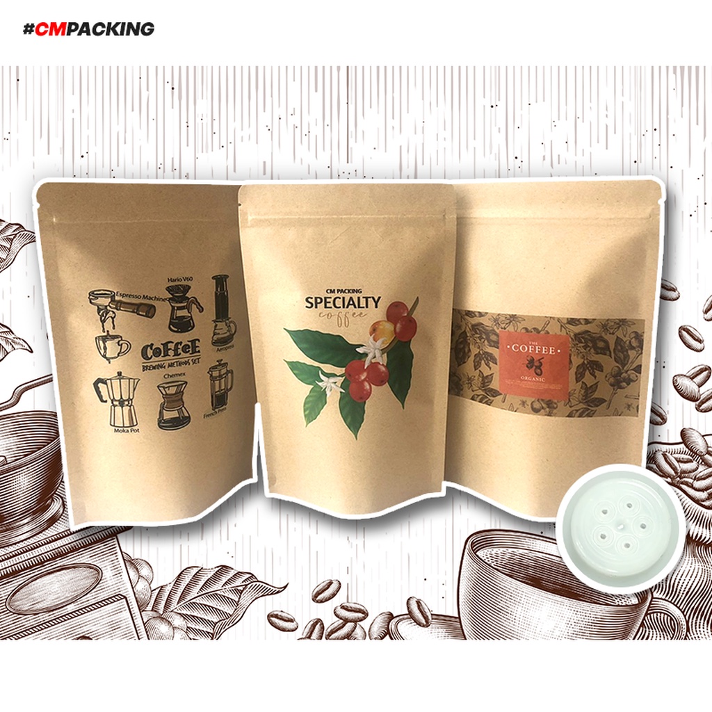 ถุงกาแฟ มีซิป มีวาล์ว (50ใบ) สำหรับบรรจุเมล็ดกาแฟ ขนาด รูปที่ 5