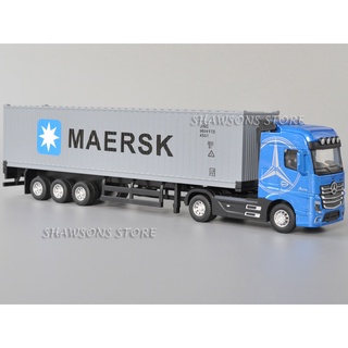 1:50 Scale Diecast Vehicle Model Benz Actros Tractor Container Truck พร้อมเสียง และไฟ ของเล่นสําหรับเด็ก