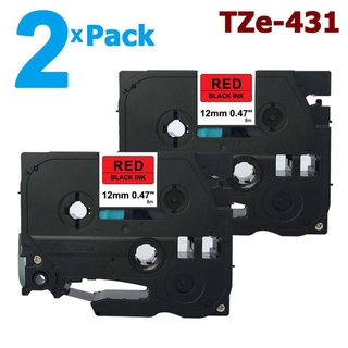 [สต็อกประเทศไทย]2 Pack 12mm Tze-431 Black on Red Label Tape for Brother P-Touch TZe431 Tze 431 Compatible with PTouch P