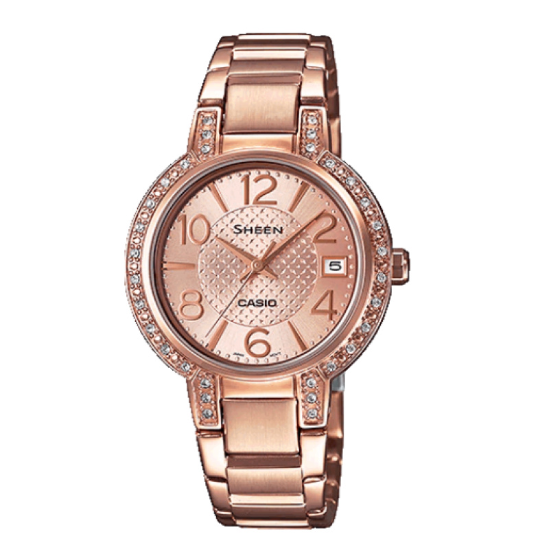 Win Watch shop นาฬิกา Casio Sheen รุ่น SHE4804PG9A นาฬืกาผู้หญิงสีพิงค์โกลด์ ประดับคริสตัล SWAROVSKเ