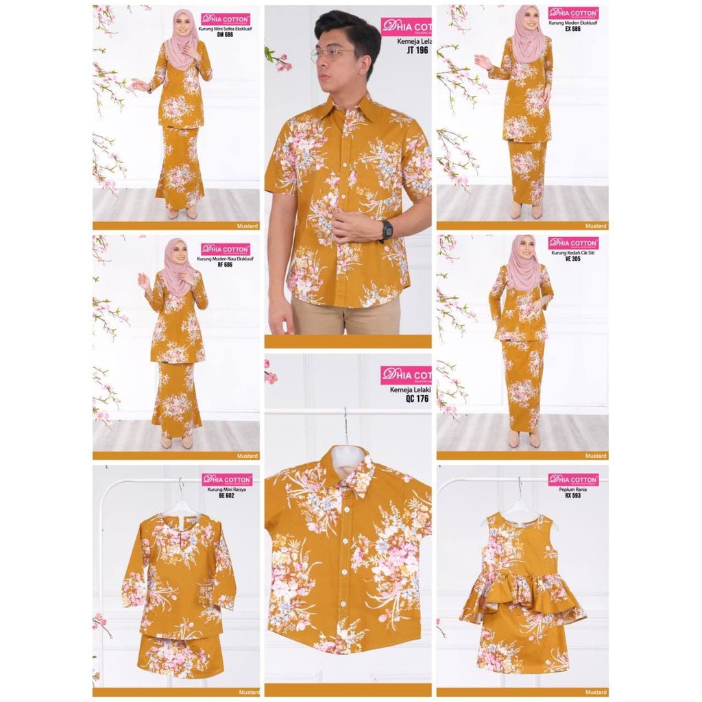 [V24 SET 686] BAJU KURUNG COTTON (MUSTARD) - MODEN, MINI, RIAU, KEDAH - JUN 2021