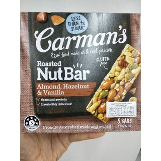 Carmans Nut Bar Almond Hazelnut &amp; Vanilla ธัญพืช ชนิดแท่ง175กรัม