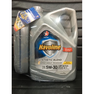 CALTEX น้ำมันเครื่อง Havoline Synthetic Blend (กึ่งสังเคราะห์) 5W-30 สำหรับเบนซิน ขนาด 5 ลิตร