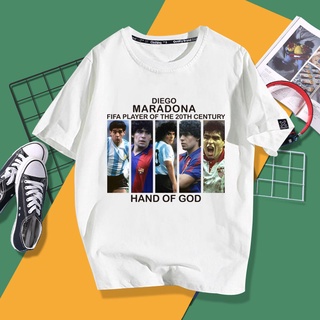 เสื้อยืดคอกลมฤดูร้อนที่ระลึก Maradona ball king Maradona เสื้อยืดแขนสั้น Argentine Hand Cup ชุดฟุตบอลS 4XL