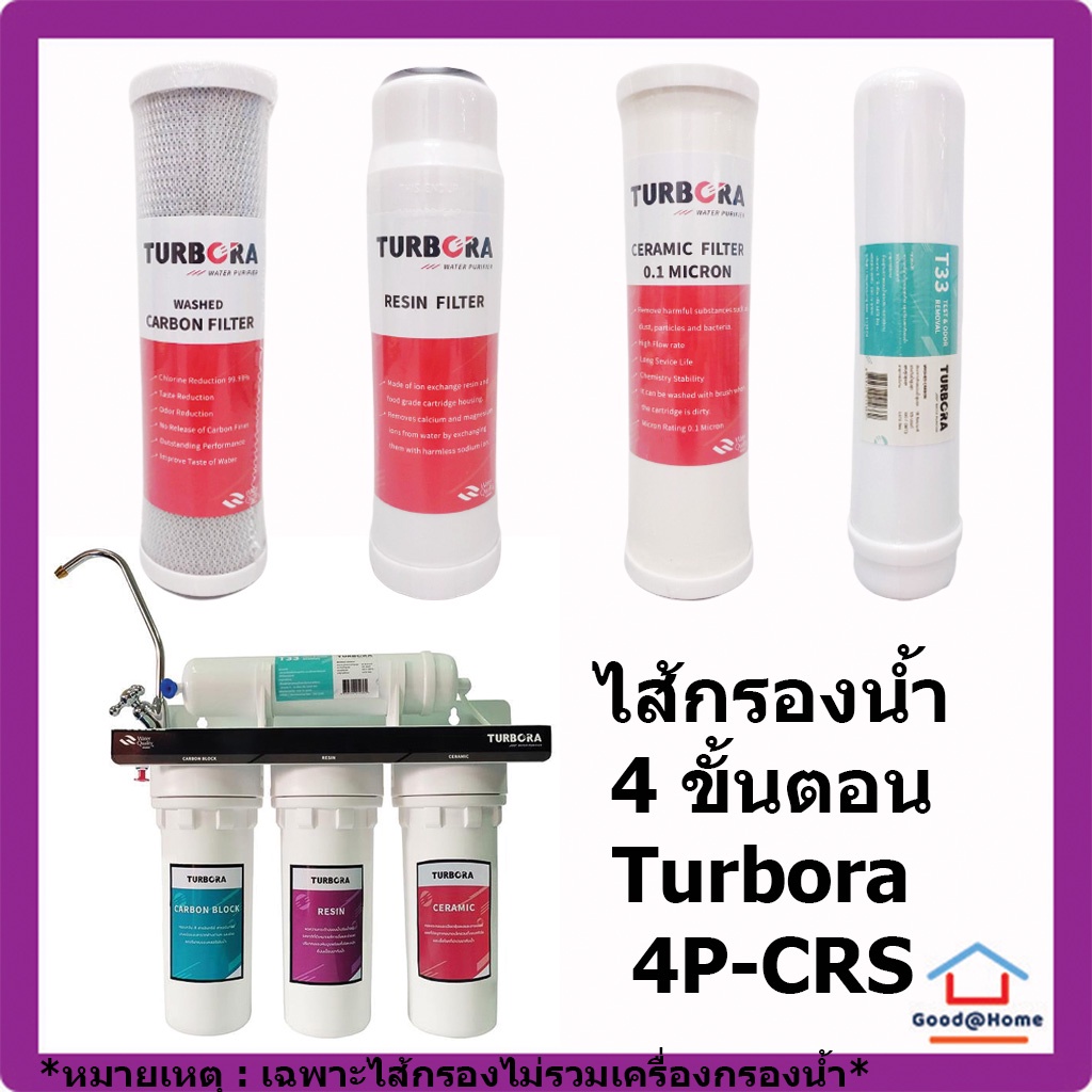 ***ชุดรวม ไส้กรอง Turbora 4 ขั้นตอน สำหรับเครื่อง Turbora 4P-CRS Water Filter Water Purifier ไส้กรองน้ำ เครื่องกรองน้ำ
