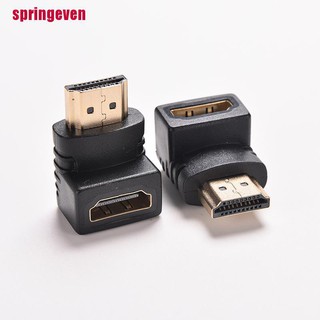 [springeven] อะแดปเตอร์สายเคเบิล HDMI มุมขวา ตัวผู้ เป็นตัวเมีย 270 90 องศา