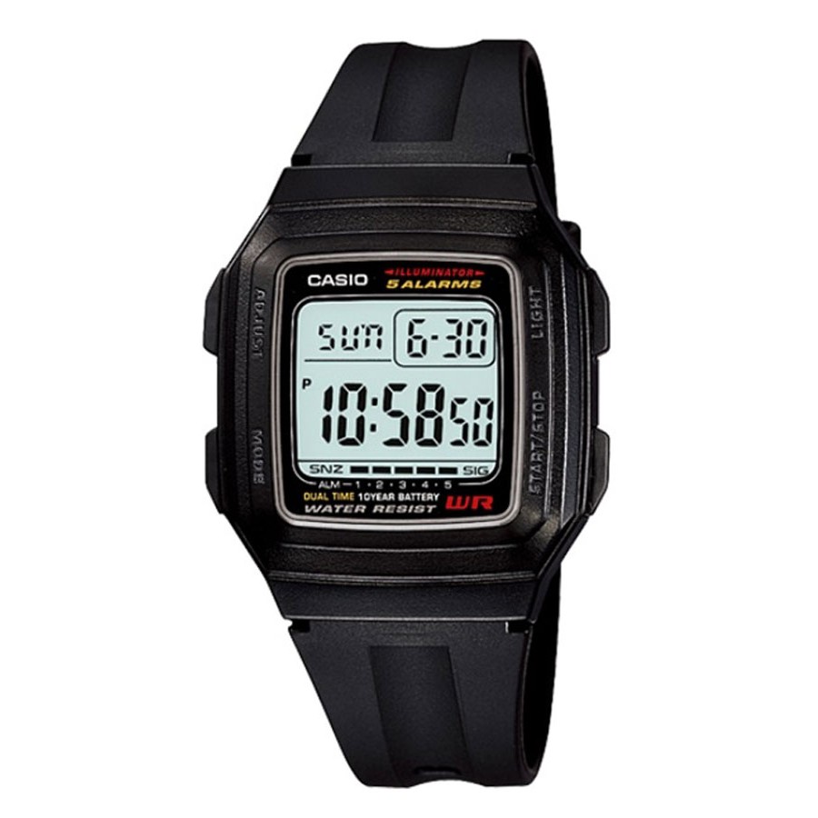 Casio Standard Digital นาฬิกาข้อมือผู้ชาย สายเรซิ่น รุ่น F-201,F-201WA,F-201WA-1A - สีดำ