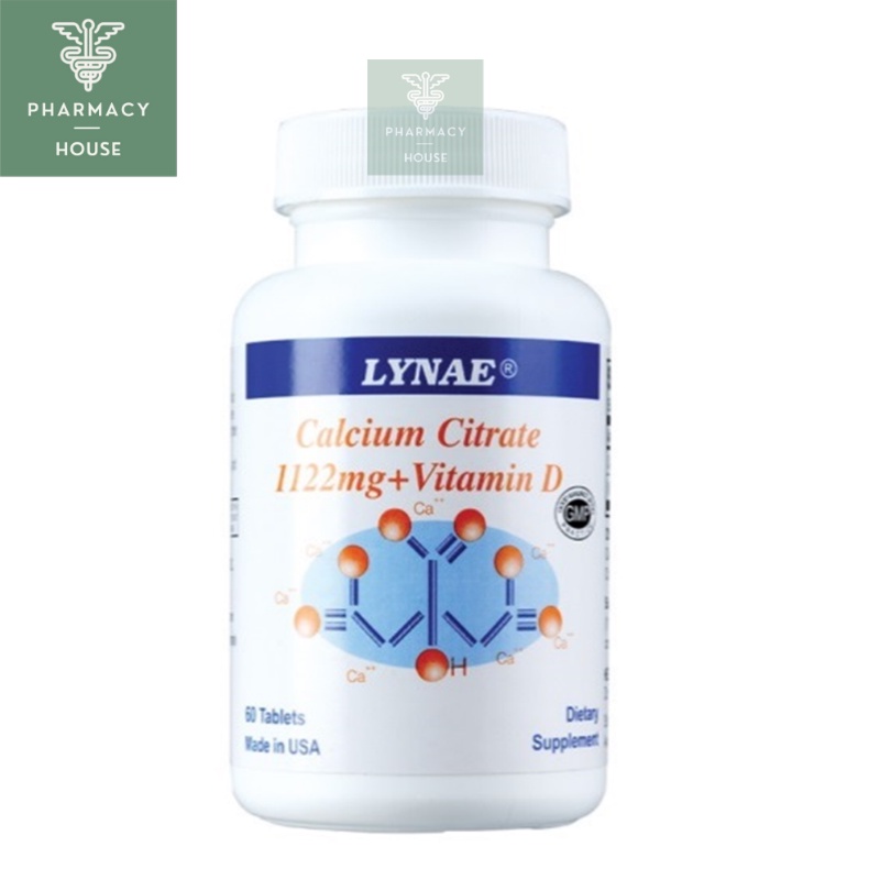 Lynae calcium citrate 1122mg+vitamin D 60 tablets