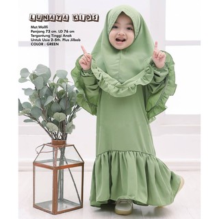 Lunaya Syari KIDS Gamis Shari ชุดเสื้อผ้า สําหรับเด็กผู้หญิง อายุ 3-5 ปี