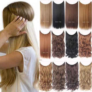 ☆SM Fish Line Natural Fiber Hairpiece Hair Extension Long Curly Straight Wig