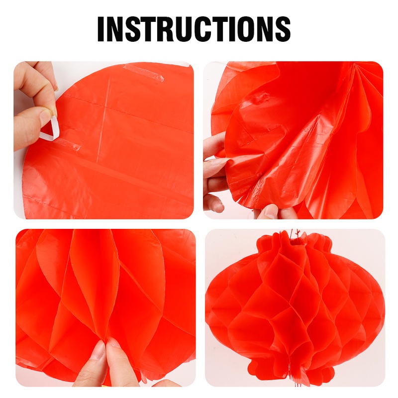 โคมไฟรังผึ้ง พลาสติก พับได้ กันน้ํา สีแดง / นํากลับมาใช้ใหม่ได้ เทศกาลฤดูใบไม้ผลิ กลางฤดูใบไม้ร่วง แขวนจี้ ตกแต่งบ้าน - รูปที่ 6