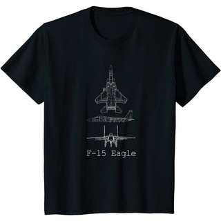 เสื้อยืดผ้าฝ้าย เสื้อยืดคอกลม ผ้าฝ้าย พิมพ์ลาย F-15 Strike Eagle Fighter Jet Mechanical Sketch แฟชั่นคลาสสิก สําหรับผู้ช