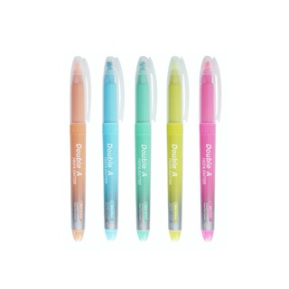 Double A Highlighter ปากกาเน้นข้อความสีพาสเทล Mild Color จำหน่ายคละสี 5 ด้าม