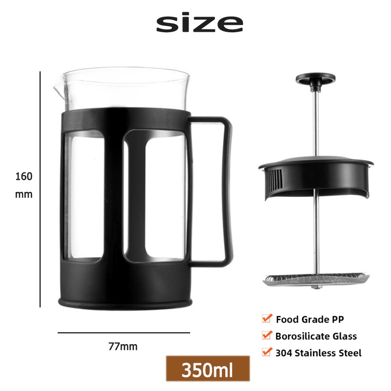 เหยือกชงกาแฟสด เครื่องชงกาแฟ French Press ใช้ได้กับกาแฟ และชา สำหรับเมล็ดคั่วแบบหยาบ Tham coffee - รูปที่ 7