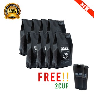 เมล็ดกาแฟสดคั่ว เข้ม 4000g Premium Arabica 100% Organic Coffee  แถมฟรีแก้ว 4ใบ