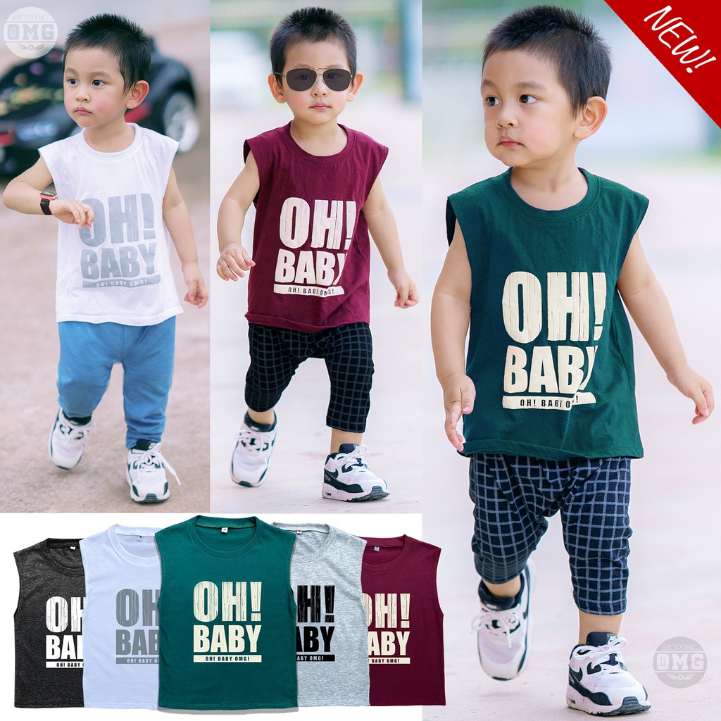 OH BABY มาใหม่เสื้อแขนกุดเด็ก เสื้อแขนกุดรับหน้าร้อน ใส่สบาย ใส่ได้ทั้งชายและหญิง สวยหล่อไม่ซ้ำใคร(มีเก็บปลายทาง)