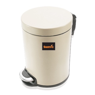 ถังขยะสแตนเลส 12 ลิตร ครีม ซันโว Soft Close ถังขยะ Stainless Steel Trash Can 12 Liters Cream Sunvo Soft Close