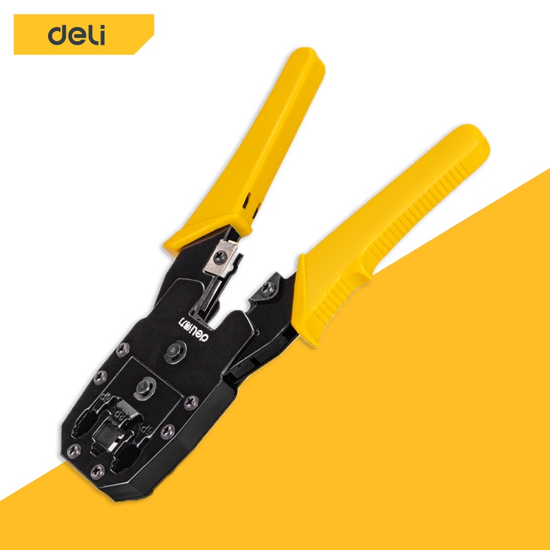 Deli สาย Lan คีม คีมเข้าหัวสายแลน คีมเข้าหัวแลน ปอก จีบ คีมย้ำโครงซีลาย  คีมเข้าหัวแลนครบชุด เครื่องมือช่าง Crimper | Shopee Thailand