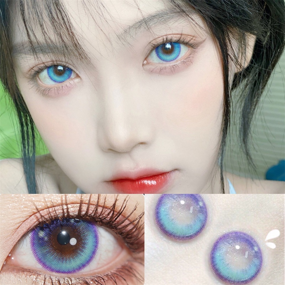 Cerisecon คอนแทคเลนส์ สีฟ้า ขนาดเล็ก สําหรับสายตาสั้น