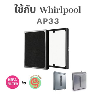 แผ่นกรองอากาศ สำหรับเครื่องฟอกอากาศ Whirlpool APAP33 เป็นแผ่น HEPA filter and Cabaon deodorizing filter ในแผ่นเดียวกัน