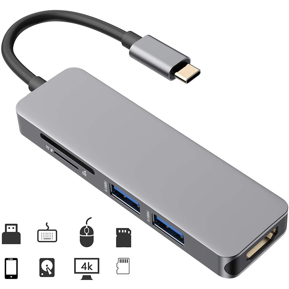 type-c to hdmi 5 in 1 adapter connect your usb-c computer | Shopee Thailand